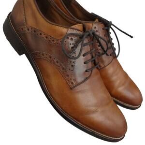 Johnston & Murphy Conard Saddle Shoe Brown Leather Oxford Two Tone Mens 9.5 Work